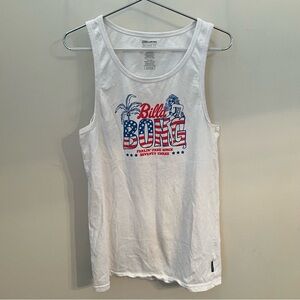 Billabong Men’s Tailored Fit White Tank with Red and Blue Graphic Size Medium